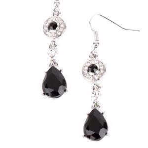 Black earrings with white rhinestones